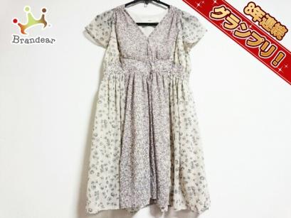 ファーファー furfur ワンピース ベージュ×パープル×マルチ レディース 花柄 新品同様