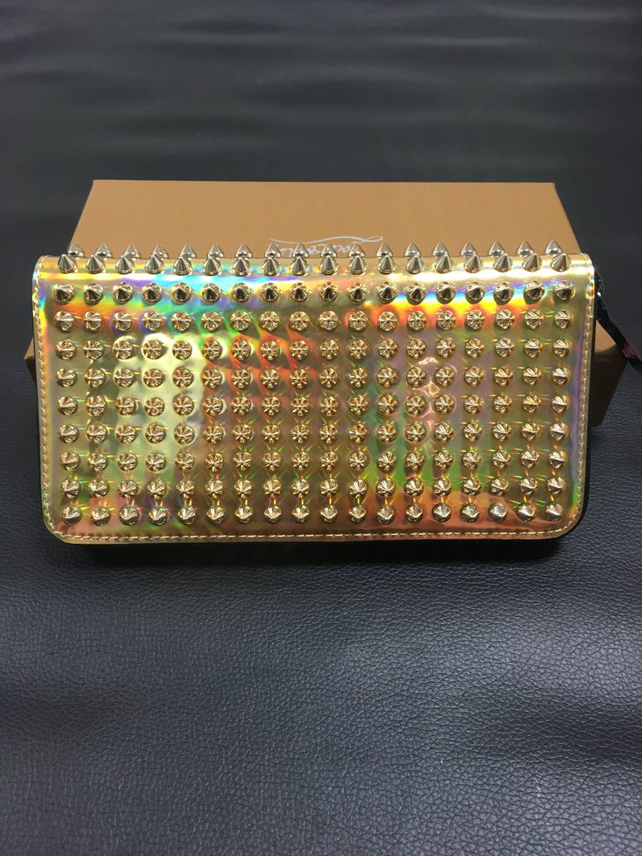 希少 新品 クリスチャンルブタン 長財布 マカロン マルチスタッズ