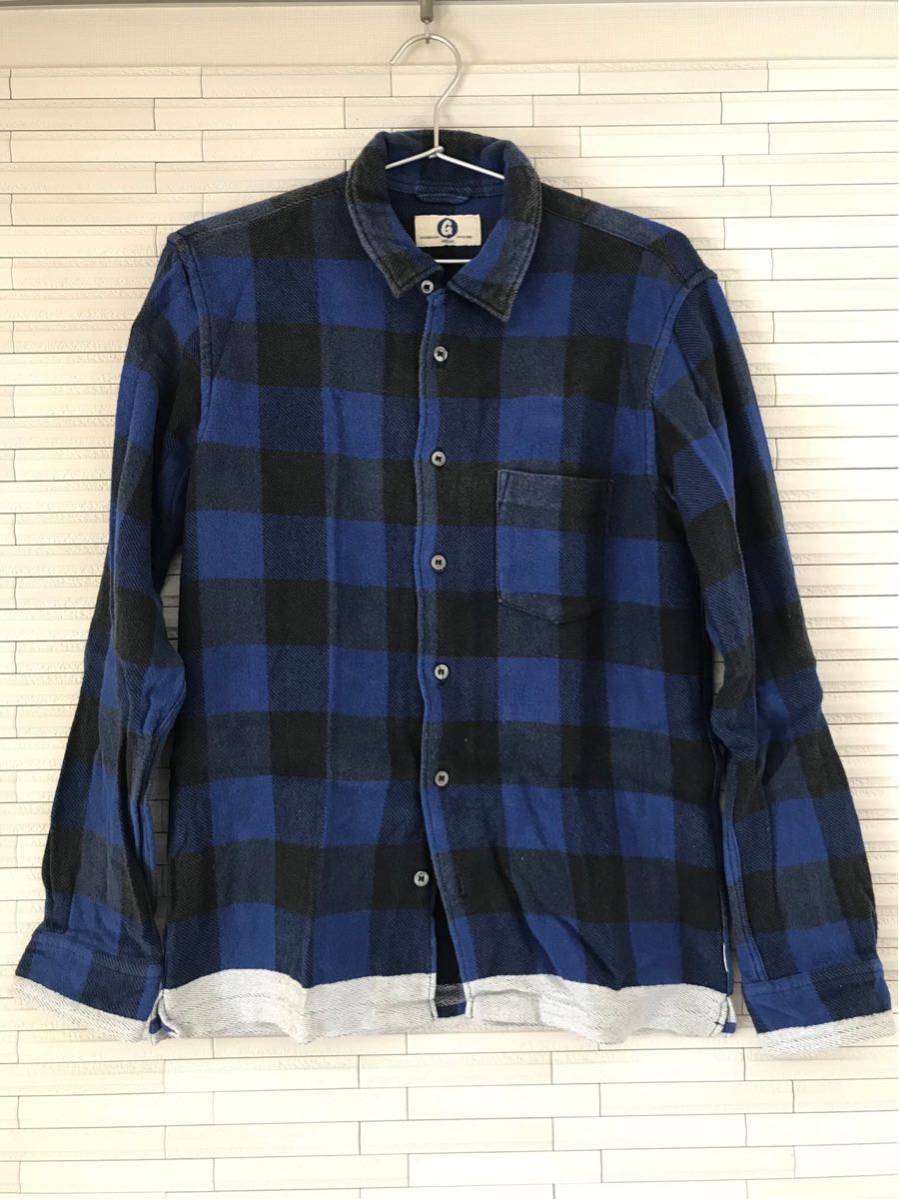 GOODENOUGH ラインネルシャツ 青 (グッドイナフ 時しらず) グッドイナフ GOODENOUGH - GOOD ラインネルシャツ☆Mサイズ☆ M