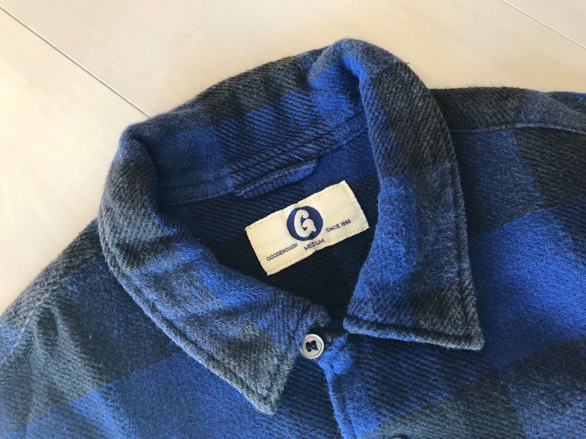 GOODENOUGH ラインネルシャツ 青 (グッドイナフ 時しらず) グッドイナフ GOODENOUGH - GOOD ラインネルシャツ☆Mサイズ☆ M