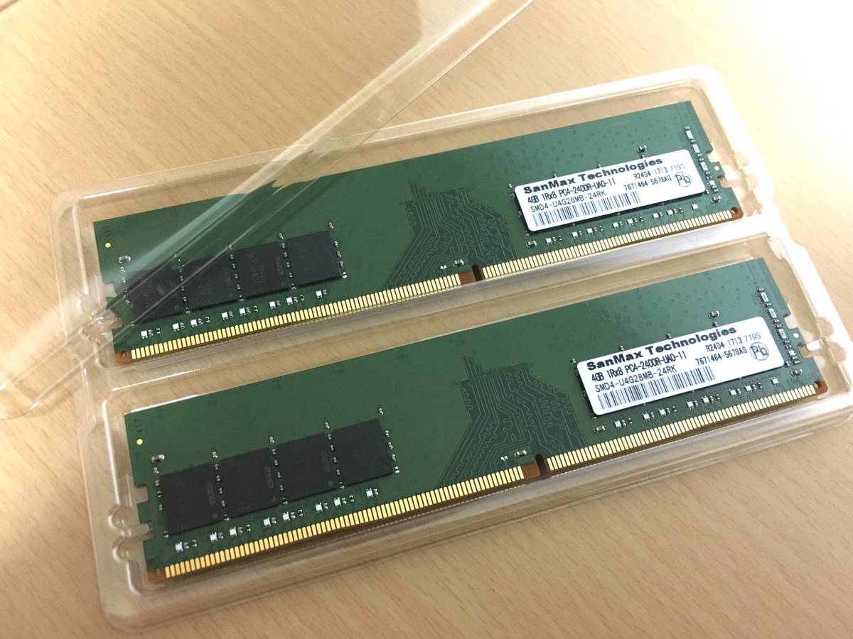 SanMax 】ディスクトップメモリ DDR4 1R×8 PC4-2400R UAO-11 4GB 2枚組