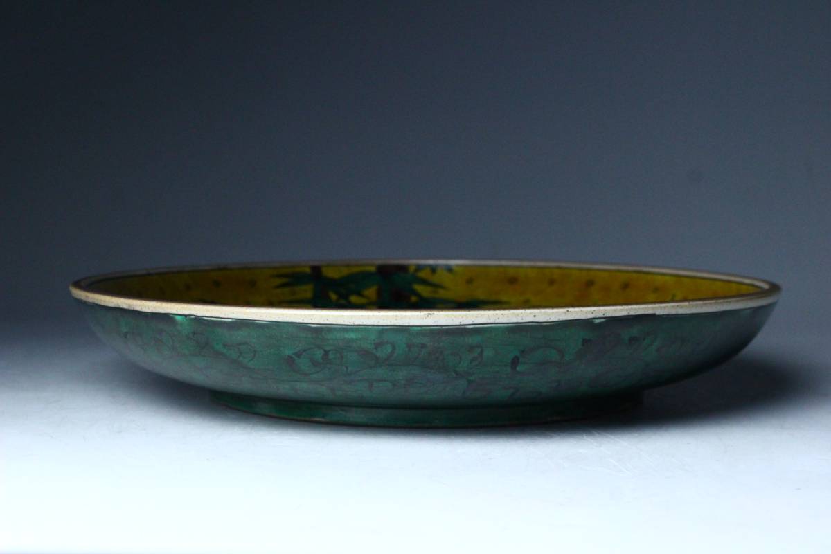 櫻】古九谷焼 青九谷 角福 竹虎図大皿 31cm 古美術品 [ra]2 【公式通販】