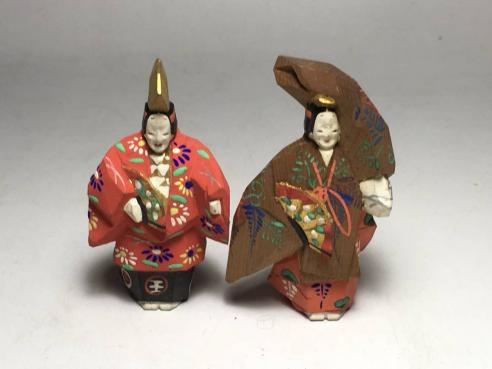 侍】『木嶋良宗』作 奈良人形木彫彩色 五人囃子 高砂 Я182 一刀彫 高砂