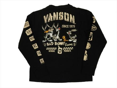 Vanson バンソン×ルーニー・テューンズ・コラボ LTV-802 刺繍&Pt「BAD BUNNY RACING/バッグス・バニー」長袖Ｔシャツ ブラックXXL新品