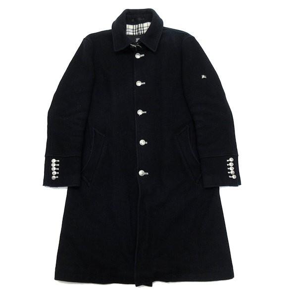 バーバリー/BURBERRY BLACKLABEL銀ボタン/ウールコート□紺【M】MENS