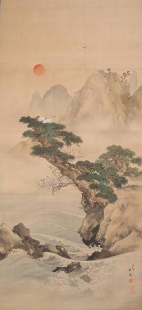 【最安値，大人気】 真作 大幅 掛軸 蓬莱山水図 望月玉泉 絹本 箱入り(花鳥、鳥獣)｜売買されたオークション情報、yahooの商品情報をアーカイブ公開 - オークファン 花鳥、鳥獣