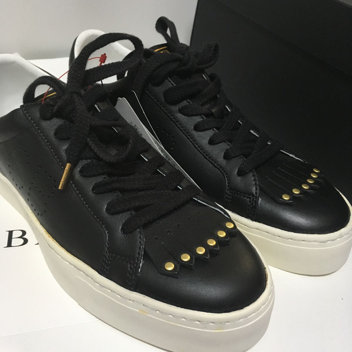 ●新品●価34560円 ブラックレーベル クレストブリッジ レザー スニーカー シューズ BLACK LABEL CRESTBRIDGE 24.5cm  ブラック