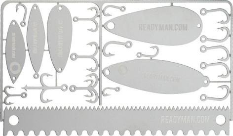 READYMAN　サバイバルカード　釣り具　ルアーカード　スプーン　5cm×9cm　ステンレス製　バス　トラウト等に　渓流　管理釣り場_1