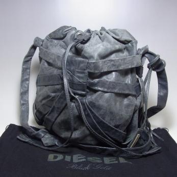 ●ディーゼル/DIESEL ショルダーバッグ 本革レザー ダメージグレー BLACK LABEL 肩がけ 斜めがけ カジュアルバッグ 保管袋付き 良品