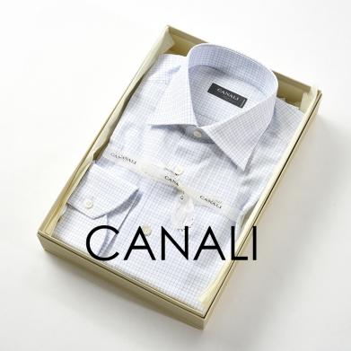 【厳選】新品 2.3万 CANALI 39 15-1/2 シャツ セミワイドカラー グラフチェック バレルカフ 長袖/コットン イタリア製 カナーリ 248752