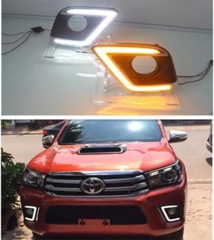 [即納]新型 ハイラックス GUN 125 系 LED フォグ デイライト ファイバー ウィンカー連動 ホワイト アンバー レボ　カスタム ☆