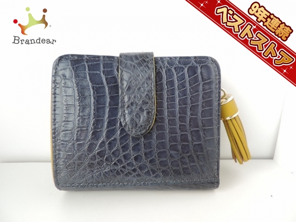 ペレリールッソ Pelley Lusso 財布 2つ折り財布 クロコダイル ネイビー 