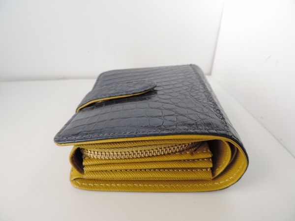 ペレリールッソ Pelley Lusso 財布 2つ折り財布 クロコダイル ネイビー 