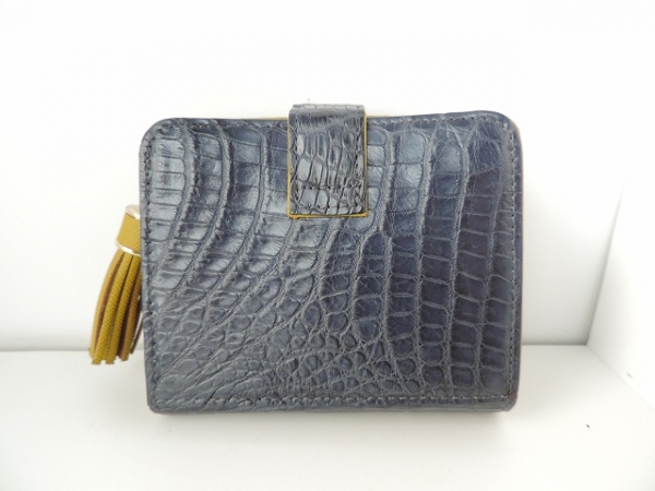 ペレリールッソ Pelley Lusso 財布 2つ折り財布 クロコダイル ネイビー 