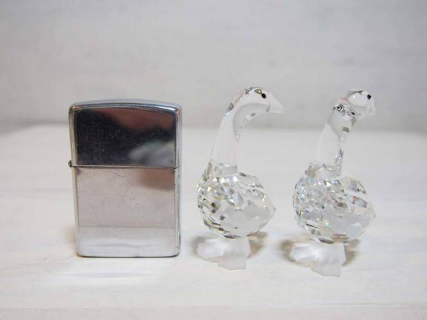 0328-09☆美品 SWAROVSKI スワロフスキー 置き物 アヒル 2つセット