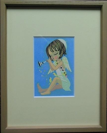 池田修三 オリジナル木版画 「笛を吹く天使」 - 池田修三 ☆池田修三 真作