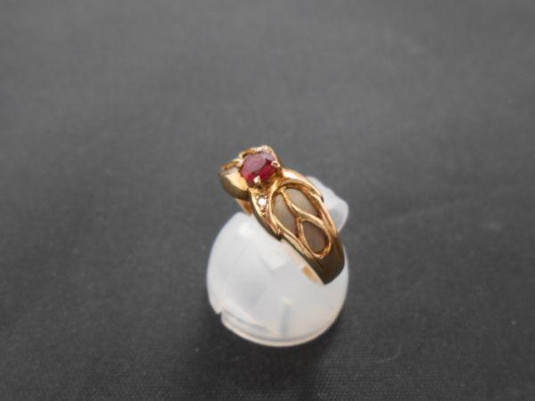 ルビー？　ダイヤ　リング　指輪　12号　k18/Pt900　大網てんとう虫　品番6873