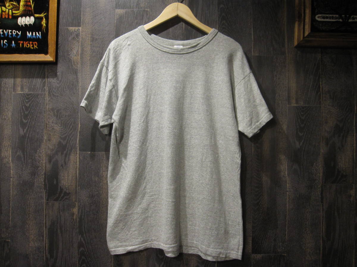良品 80s Champion チャンピオン 無地 Tシャツ XL 霜降り グレー 目