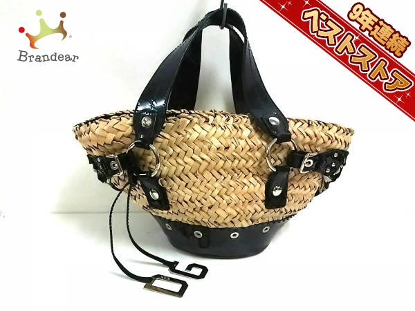  ドルチェアンドガッバーナ DOLCE&GABBANA バッグ トートバッグ ストロー&times;エナメル レザー &times;化学繊維 ベージュ&times;黒&times;マルチ かごバッグ(かばん、バッグ)｜売買されたオークショ かばん、バッグ