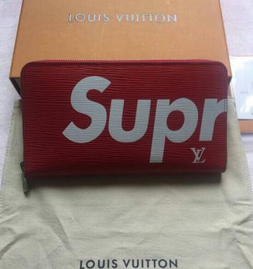 新品 ルイ?ヴィトン/シュプリーム コラボ 長財布 赤
