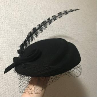 MISA HARADA ミサハラダ 帽子 ベール付き 羽付き リボン パーティー