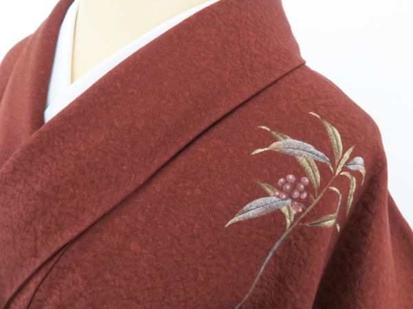 やまと桜 ＋７ 米沢・白布温泉かもしかや｜地酒が Yahoo!オークション 振袖レンタル·購入や成人式の着付けは 木川屋 ゆめsaku やまと誂製 箔散らし“実りある日々が煌やかに舞い上がる蘇芳色の空”彩 落款 訪問着 h-236