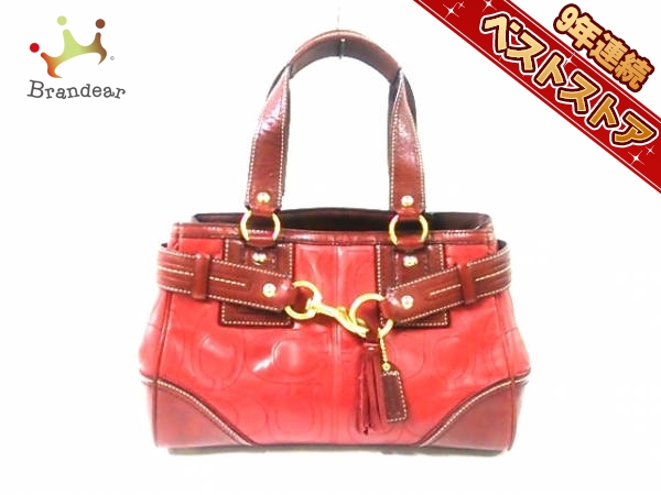 コーチ COACH バッグ ハンドバッグ レザー レッド×ボルドー 10226 