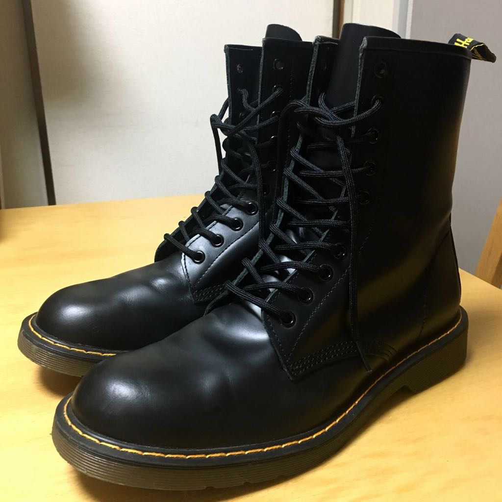 ホーキンス Hawkins 10ホール 本革 レザー ブーツ マーチン風 size27cm 黒 ブラック