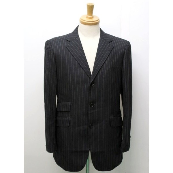 B223◇BURBERRY BLACK LABEL◇テーラードジャケット 110s ストライプ 