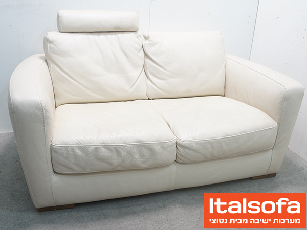 ■E124A■イタリア■Italsofa/Natuzzi■モダンスタイル■本革製■オフホワイト■2Pソファ■