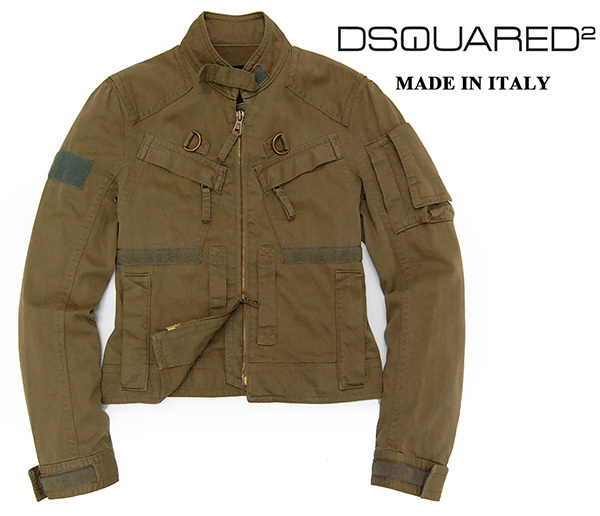 2025，定番人気 イタリア製 ディースクエアード DSQUARED2 ウォッシュ加工 コットン デザインミリタリーブルゾン カーキグリーン/46(ジャンパー、ブルゾン)｜売買されたオークション情報、yahooの商品情報をア 男性用