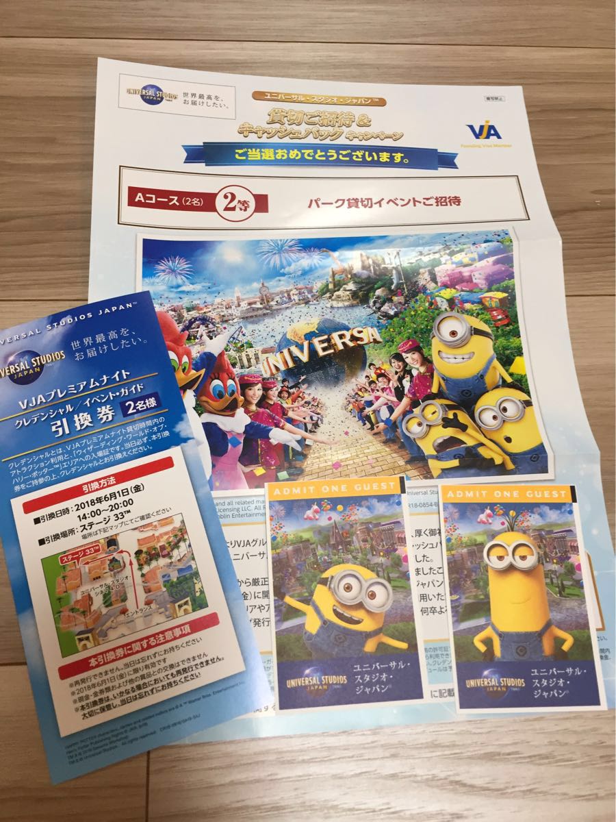USJ　ユニバーサルスタジオジャパン　6/1(金)　VJAプレミアム貸切ナイト ペアチケット