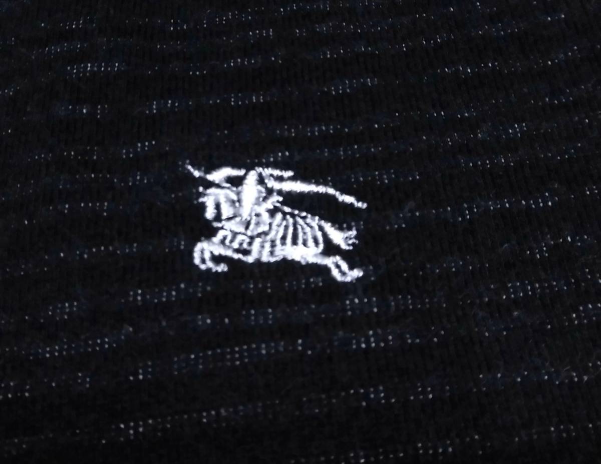 バーバリーブラックレーベル ホワイトホース刺繍 裏地ボーダー 7分袖
