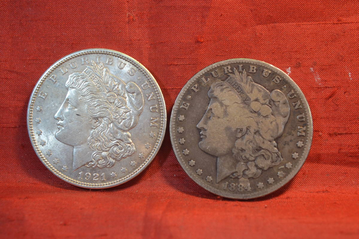 身辺整理・USA1９２１年極品、１８８４年ミントマークSトーンモルガンダラー銀貨