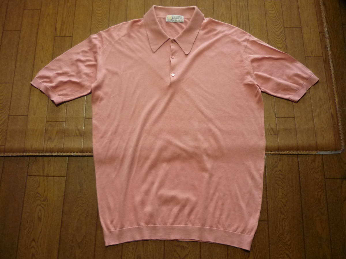 英国製 JOHN SMEDLEY ジョンスメドレー 半袖 ニット ポロシャツ ピンク