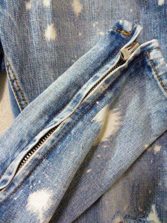 mnml ミニマル ダメージ&ペイント加工スキニーデニムパンツ 裾ジップ 