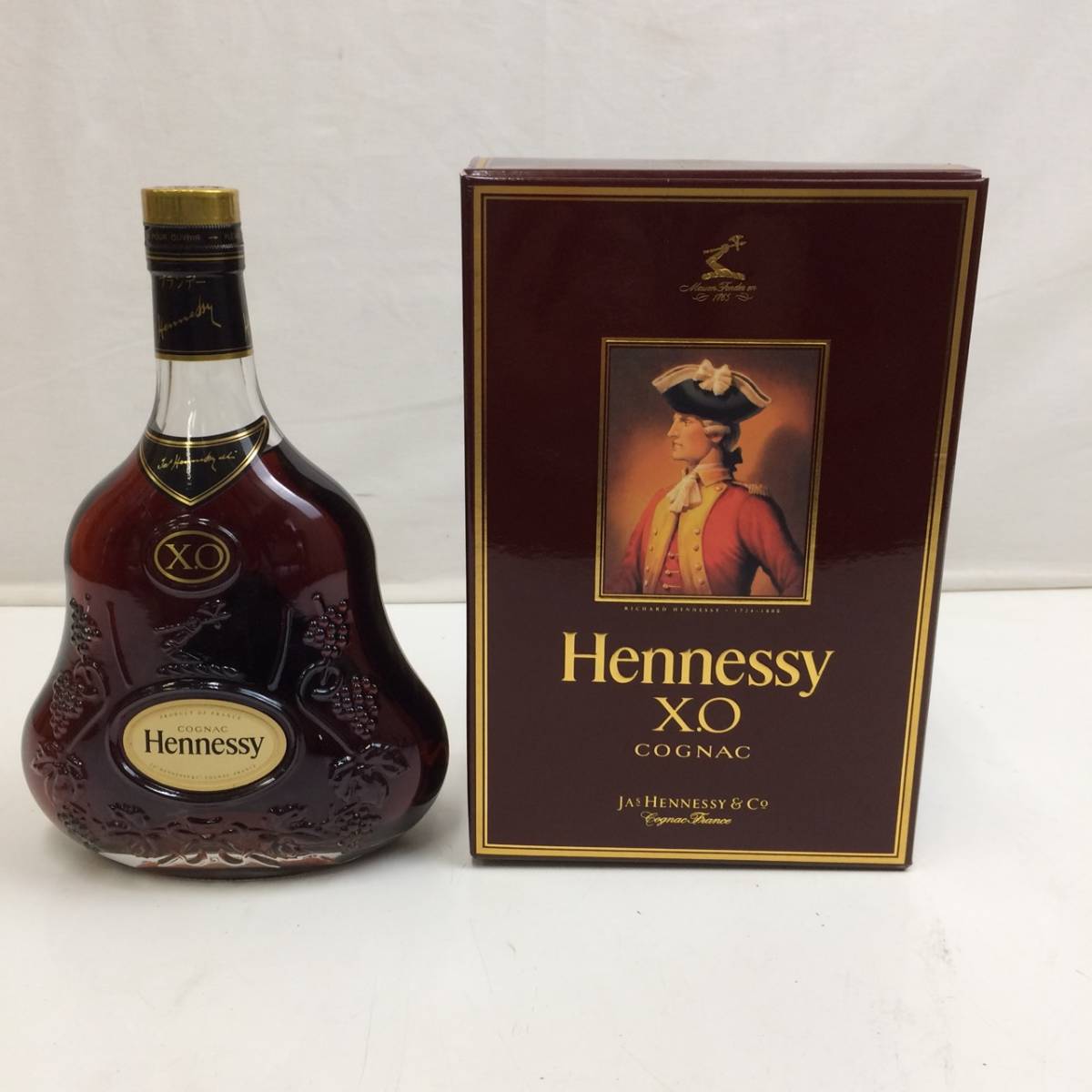 △▽c17c07A 古酒 Hennessy X.O COGNAC ブランデー クリアボトル 金