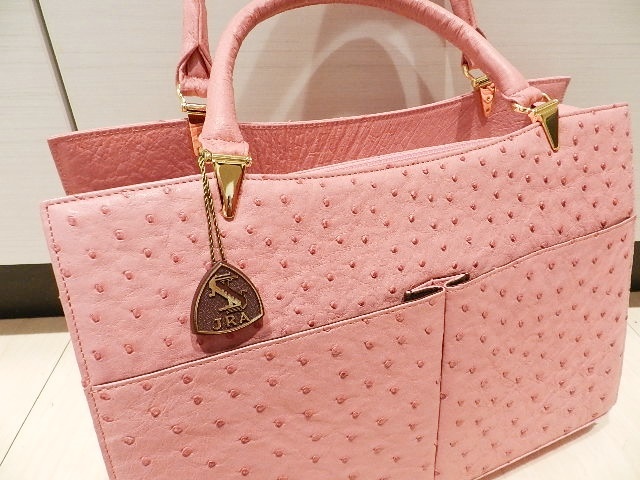 ☆JRA認定☆オーストリッチ ハンドバッグ ピンク系 E72BAH04125 