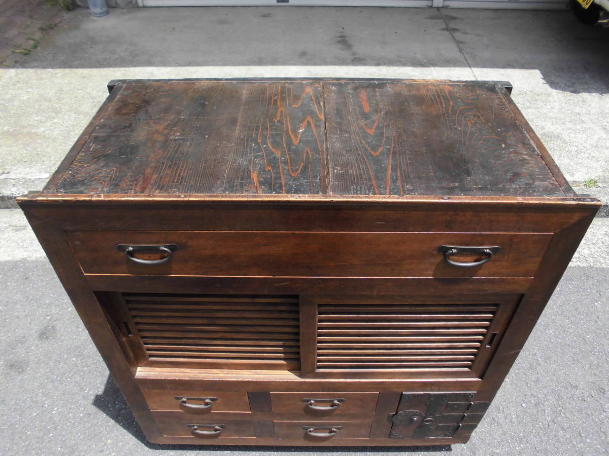 和箪笥 江戸・明治時代の箪笥 ☆【年代物 帳場箪笥】江戸 明治 大正