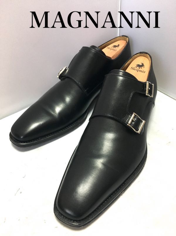 MAGNANNI マグナーニ　ダブルモンクストラップ US8.5M(約26.5cm) ブラック 革靴