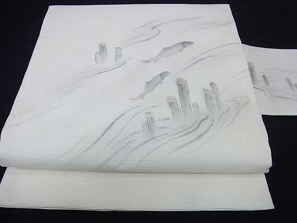 【低価，SALE】 ヤフオク ベストストア受賞店 平和屋着物 夏物 九寸名古屋帯 手描き 作家物 流水鮎 逸品 p1253(仕立て上がり)｜売買されたオークション情報、yahooの商品情報をアーカイブ公開 - オークファン 仕立て上がり