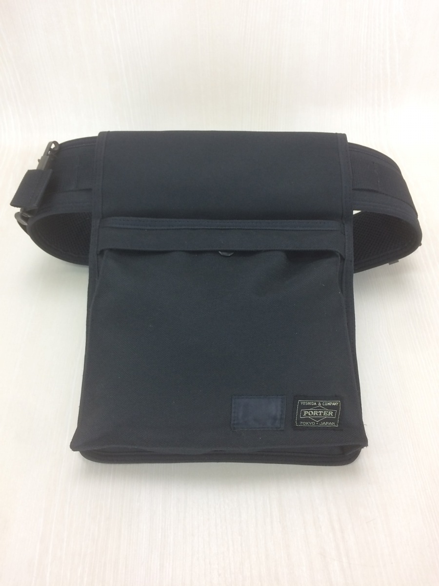PORTER◇CLUB KINGコラボ⁄ウエストバッグ⁄ナイロン⁄BLK