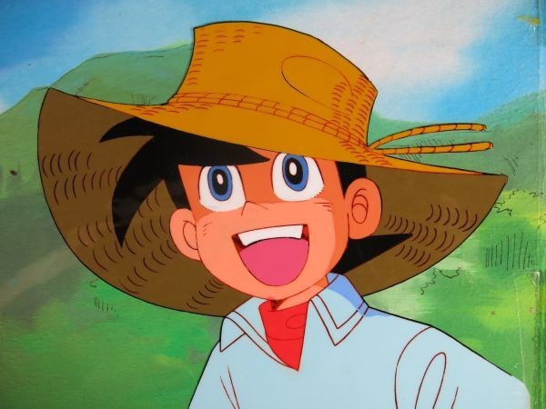 釣りキチ三平 三平 セル画 日本アニメーション 直筆背景付き 張り付き 