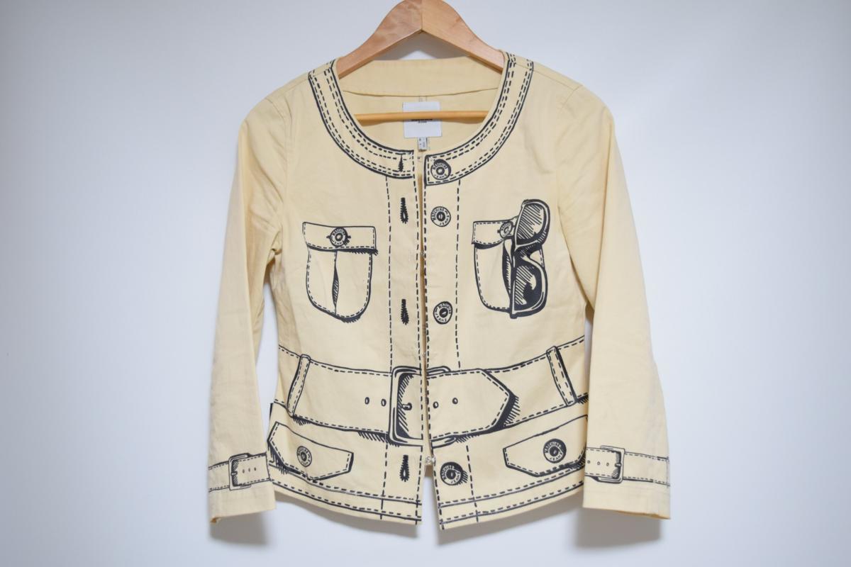 即決 ☆ MOSCHINO モスキーノ トロンプルイユ だまし絵 ジャケット 36 