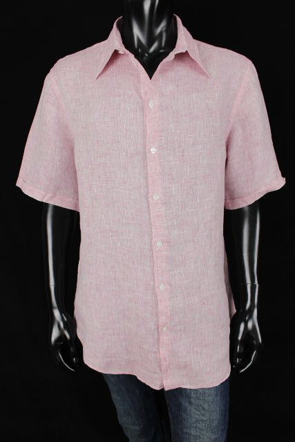 人気，定番人気 アルマーニ ARMANI リネン カジュアルシャツ レッド ピンク系 半袖 SIZE L メンズ トップス シャツ 麻 D6B-1(半袖シャツ)｜売買されたオークション情報、yahooの商品情報をアーカイブ公開 - オーク 男性用