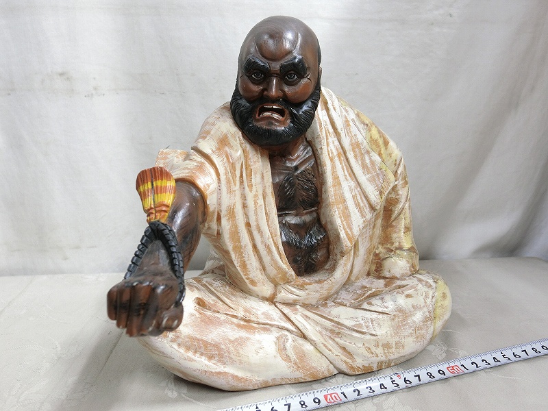 A13404 無銘 木彫 達磨坐像 彫刻置物
