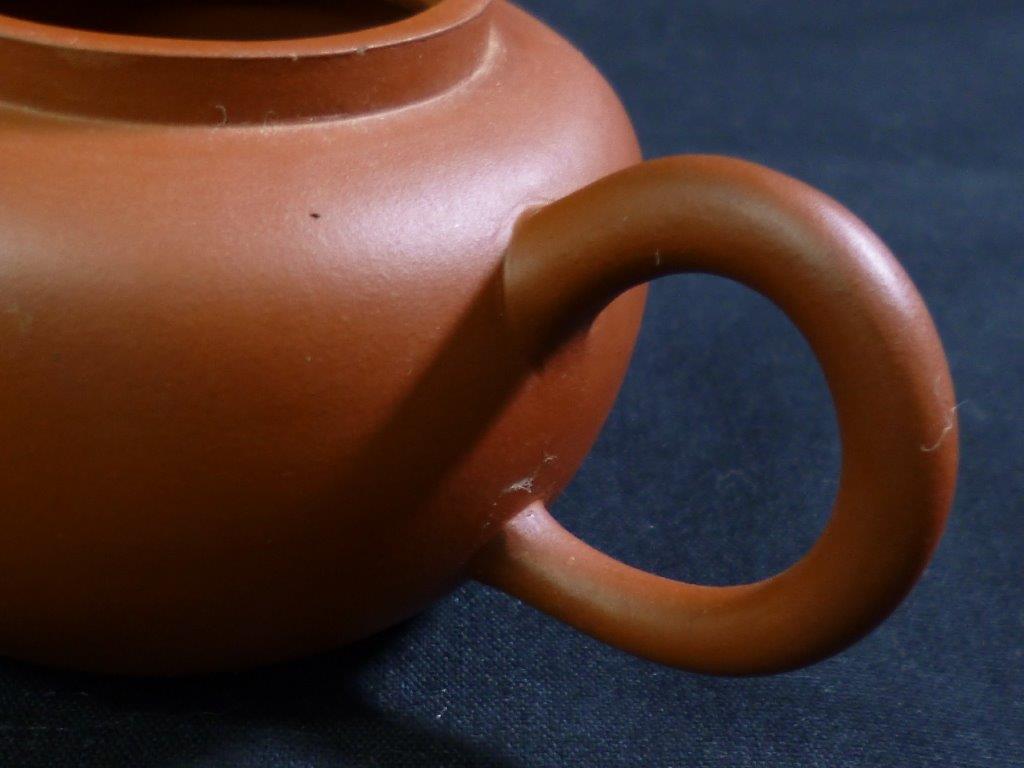 【骨董】唐物 中国宜興 朱泥 単穴 横手急須 在銘 茶道具