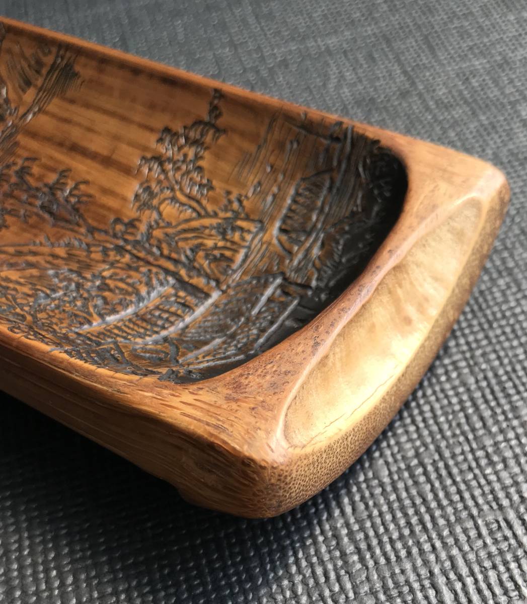 煎茶道具 山水彫茶合 (青峰漁村図) 【公式通販】