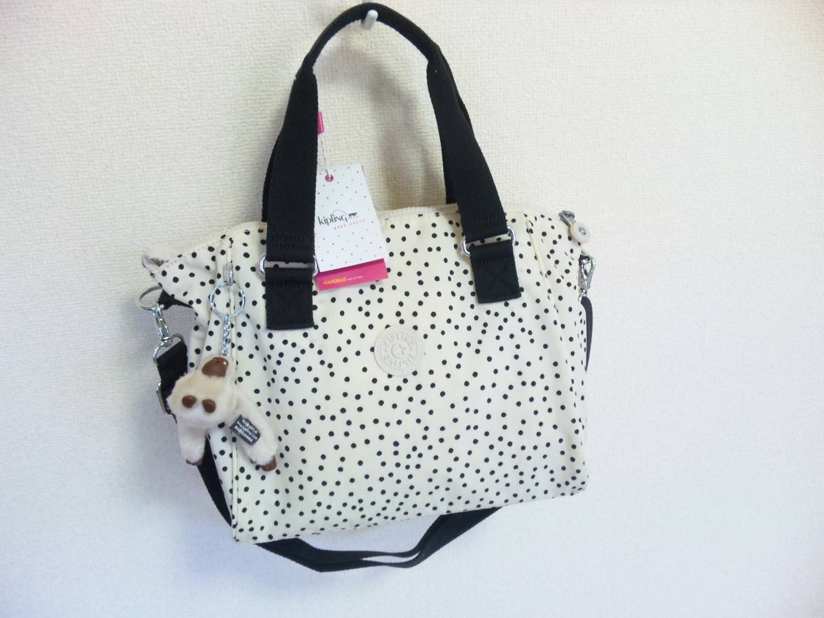 KIPLING キプリング 新品タグ付 黒ドット柄 2WAYショルダー 