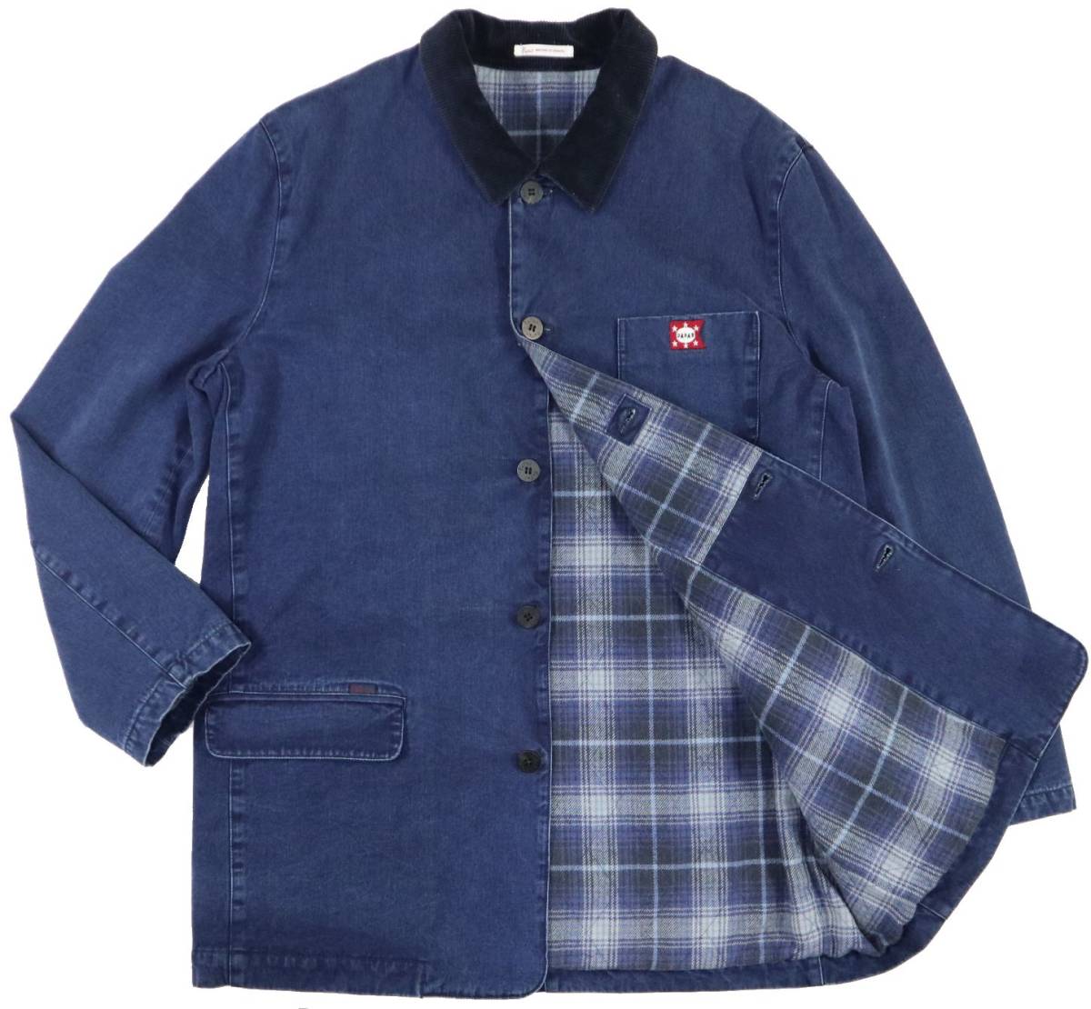 美品　パパス　デニム中綿入りカバーオールジャケット　裏地ウール　papas 美品☆Papasパパス 中綿入りデニムカバーオールジャケット/50/L